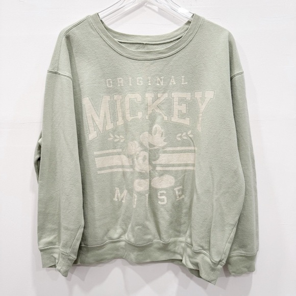Disney Original Mickey Mouse Sweatshirt Light Green 1X - Picture 1 of 8